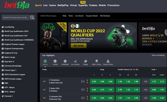 bet9ja Homepage