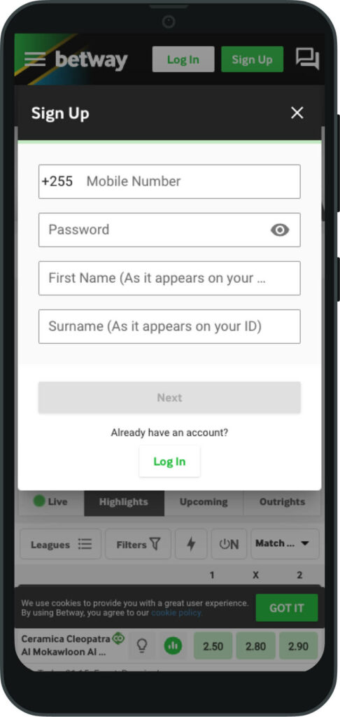 Betway Mobile Regisration