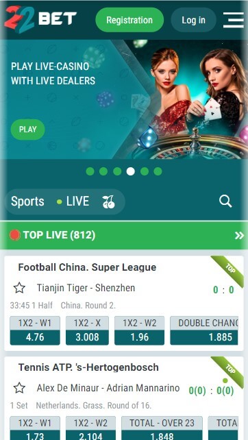 22bet Mobile Registration
