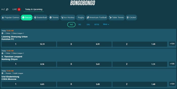 Virtual Sports betting with BongoBongo