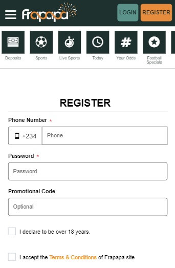 Frapapa Registration Via Mobile