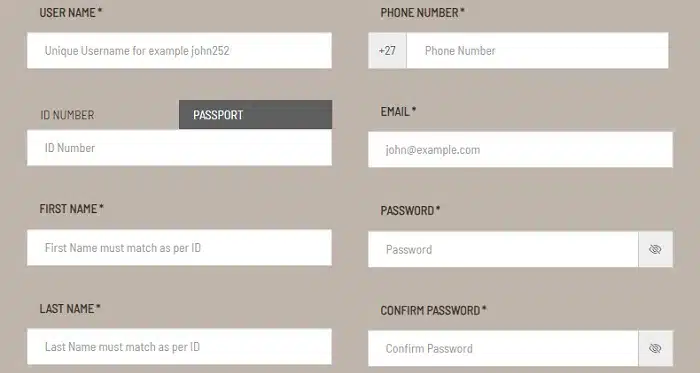 Supabets Sign Up Form